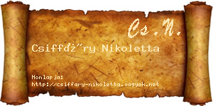 Csiffáry Nikoletta névjegykártya