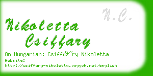 nikoletta csiffary business card